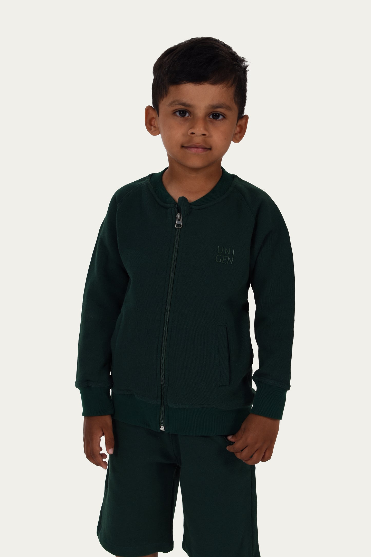 Zipper Jacket with Short Bottle Green