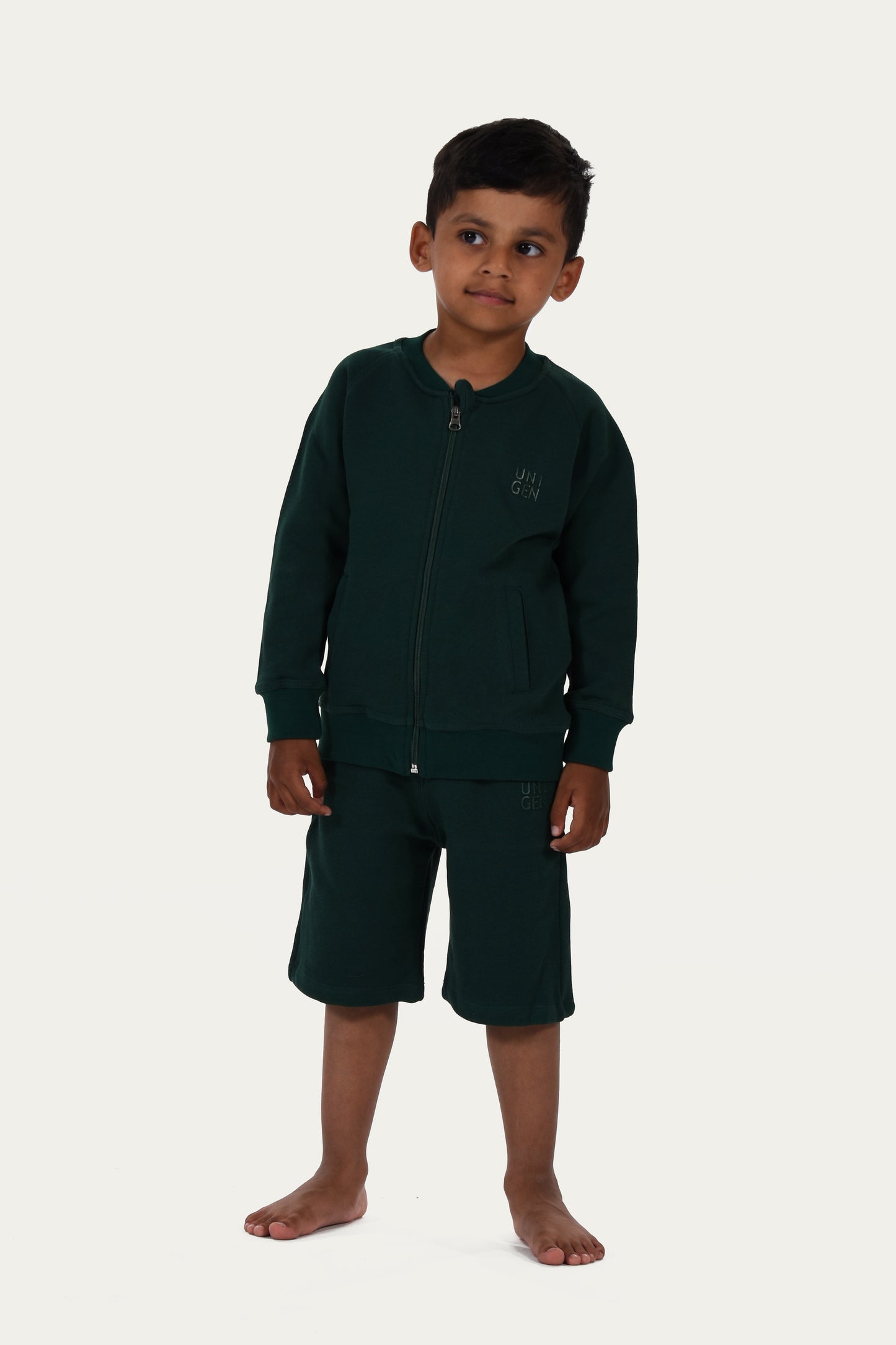 Zipper Jacket with Short Bottle Green