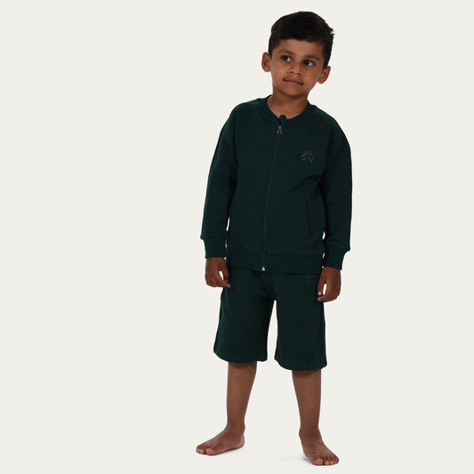 Zipper Jacket with Short Bottle Green