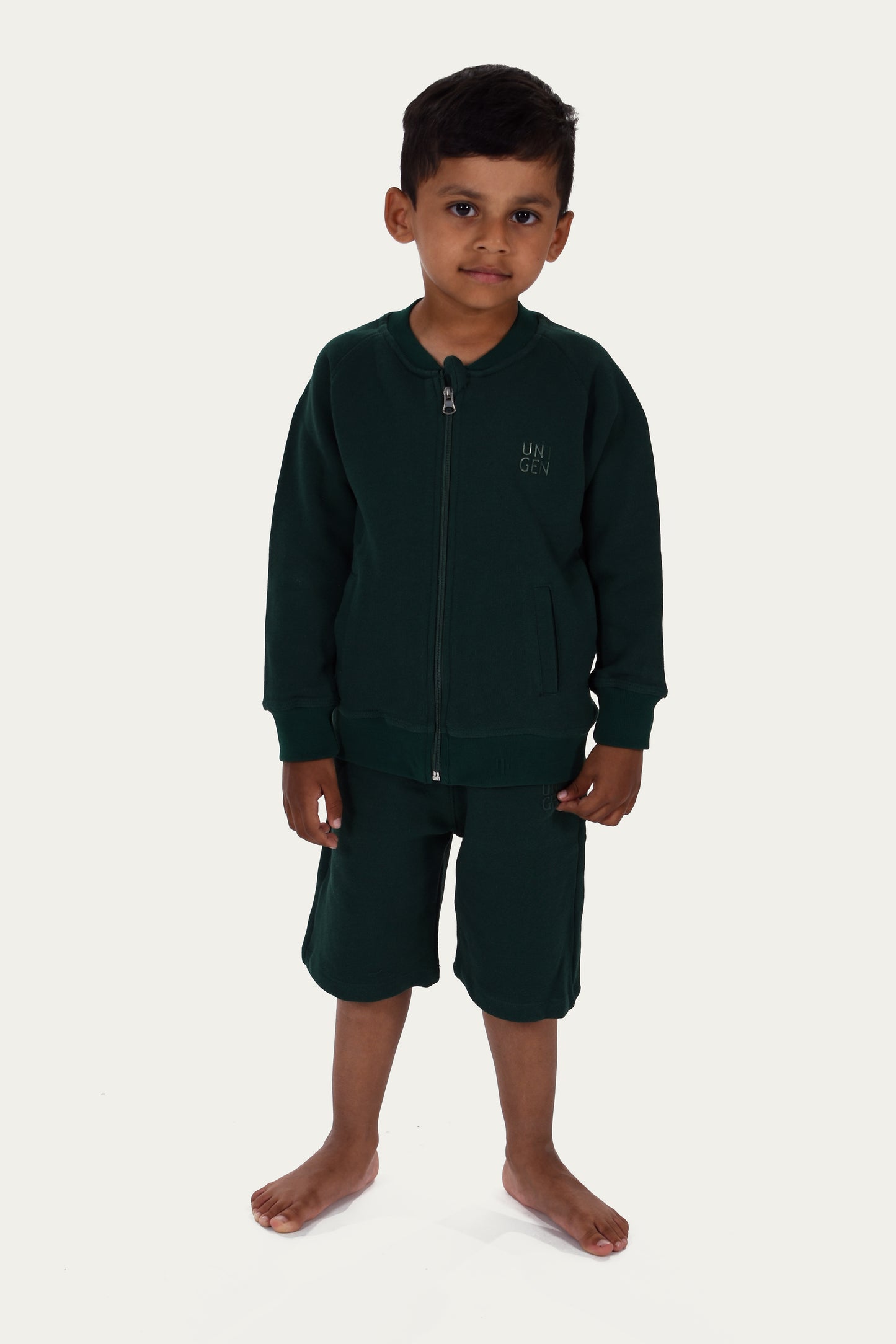 Zipper Jacket with Short Bottle Green
